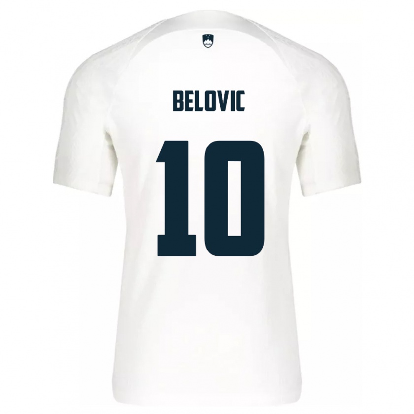 Kandiny Hombre Camiseta Eslovenia Nik Belovic #10 Blanco 1ª Equipación 24-26 La Camisa Chile