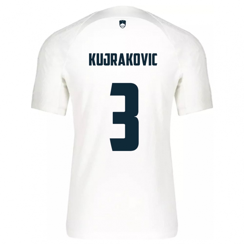 Kandiny Hombre Camiseta Eslovenia Minel Kujrakovic #3 Blanco 1ª Equipación 24-26 La Camisa Chile