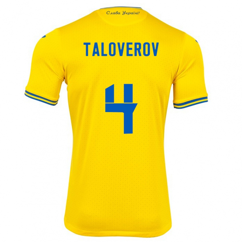 Kandiny Hombre Camiseta Ucrania Maksym Taloverov #4 Amarillo 1ª Equipación 24-26 La Camisa Chile