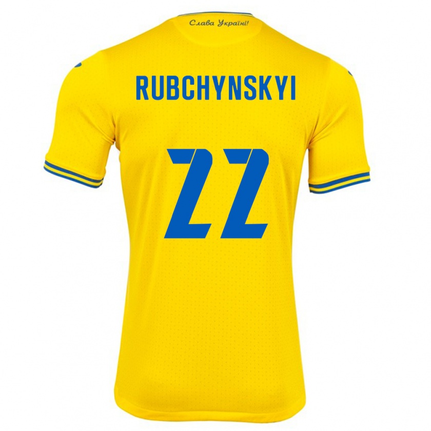 Kandiny Hombre Camiseta Ucrania Valentyn Rubchynskyi #22 Amarillo 1ª Equipación 24-26 La Camisa Chile