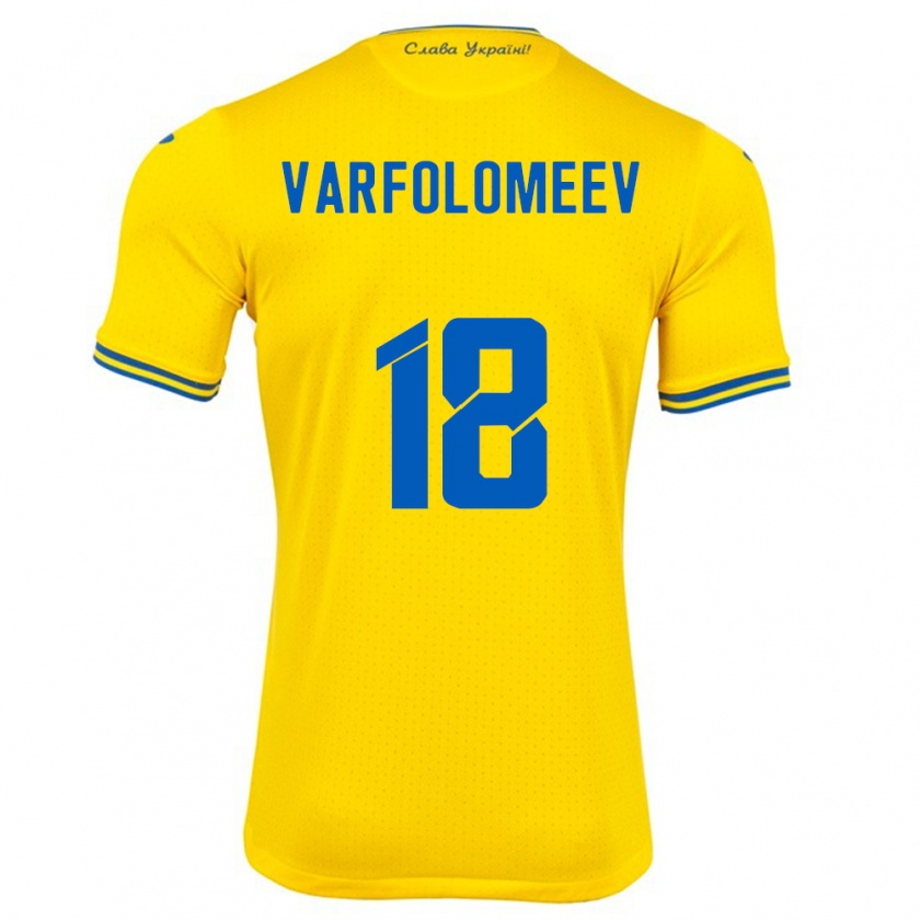 Kandiny Hombre Camiseta Ucrania Ivan Varfolomeev #18 Amarillo 1ª Equipación 24-26 La Camisa Chile