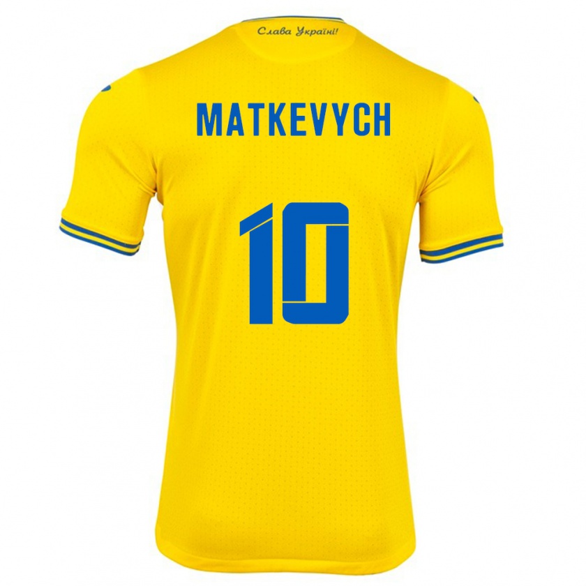 Kandiny Hombre Camiseta Ucrania Andriy Matkevych #10 Amarillo 1ª Equipación 24-26 La Camisa Chile