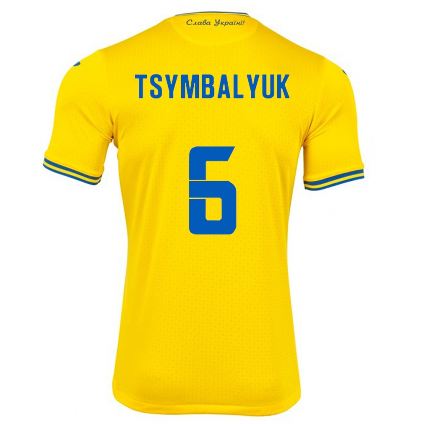 Kandiny Hombre Camiseta Ucrania Maksym Tsymbalyuk #6 Amarillo 1ª Equipación 24-26 La Camisa Chile