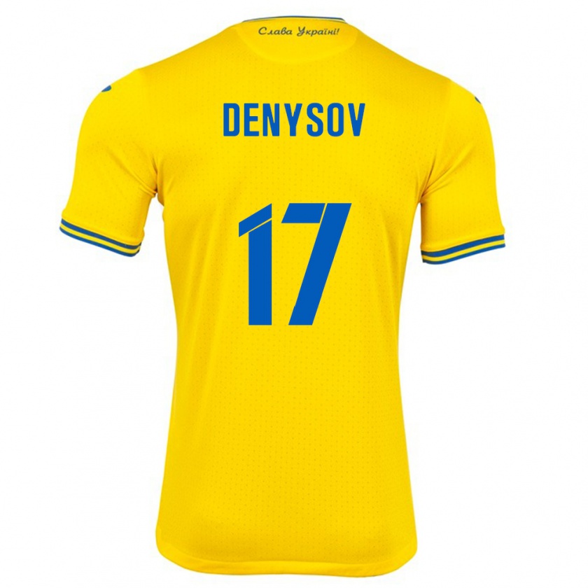 Kandiny Hombre Camiseta Ucrania Ivan Denysov #17 Amarillo 1ª Equipación 24-26 La Camisa Chile