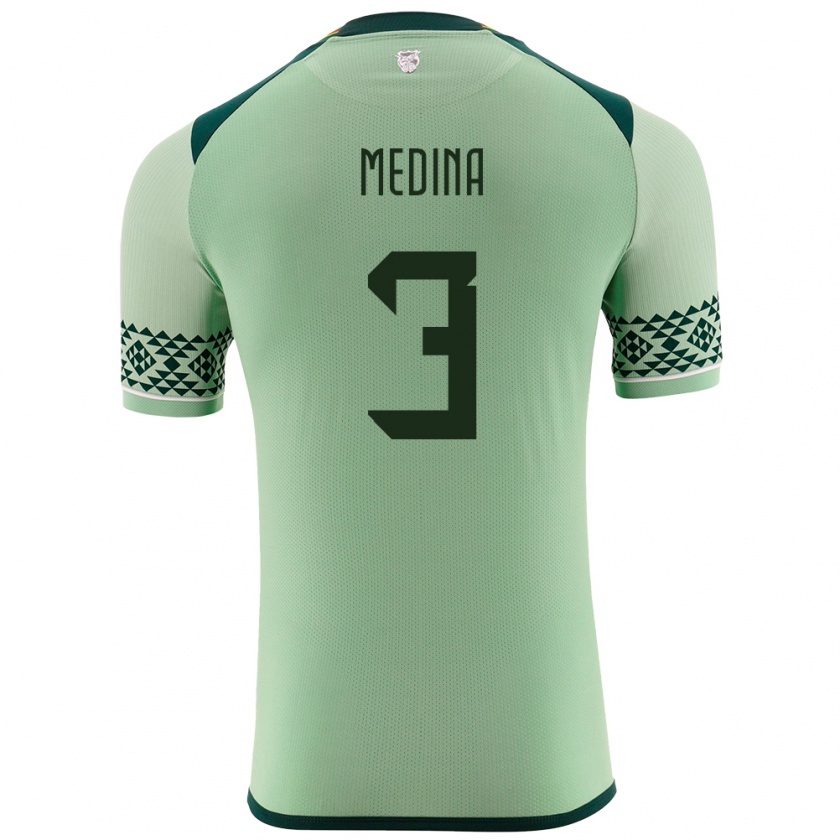 Kandiny Hombre Camiseta Bolivia Diego Medina #3 Verde Claro 1ª Equipación 24-26 La Camisa Chile