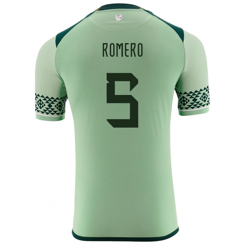 Kandiny Hombre Camiseta Bolivia César Romero #5 Verde Claro 1ª Equipación 24-26 La Camisa Chile