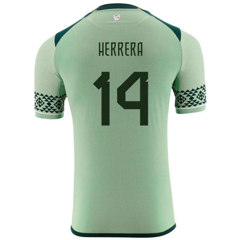 Kandiny Hombre Camiseta Bolivia José Herrera #14 Verde Claro 1ª Equipación 24-26 La Camisa Chile