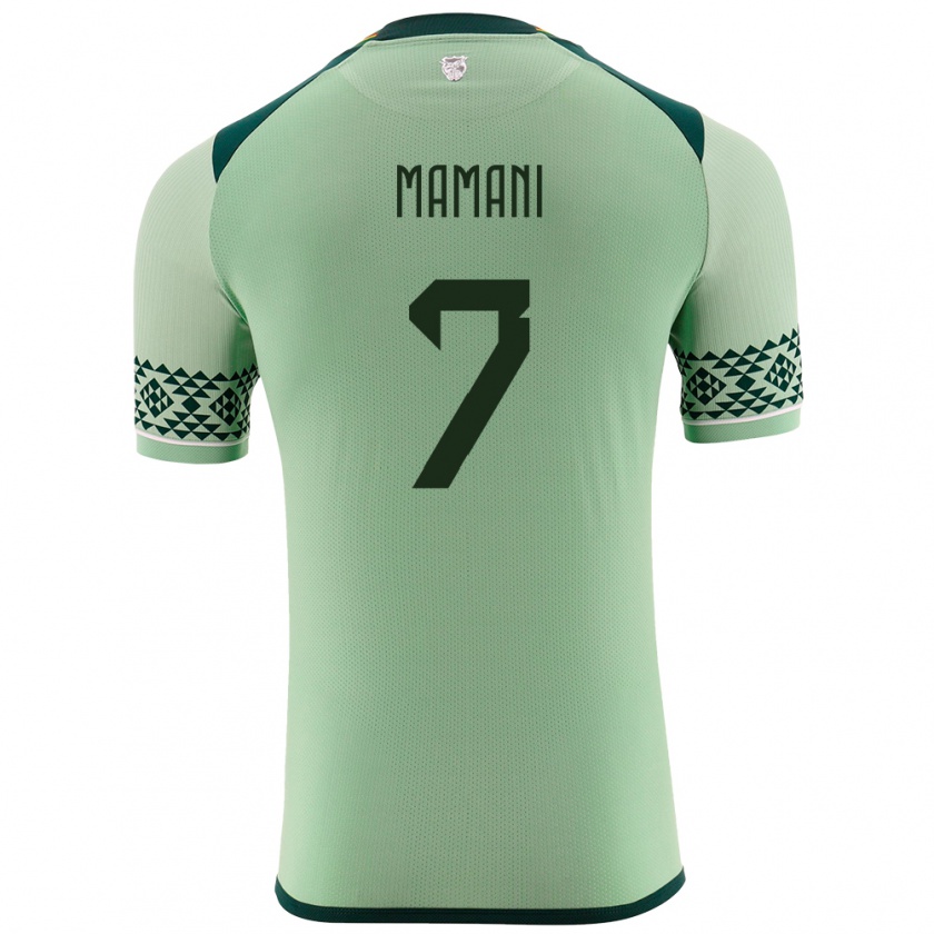 Kandiny Hombre Camiseta Bolivia Braian Mamani #7 Verde Claro 1ª Equipación 24-26 La Camisa Chile