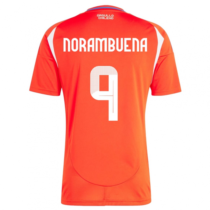 Kandiny Hombre Camiseta Chile Gabriel Norambuena #9 Rojo 1ª Equipación 24-26 La Camisa Chile