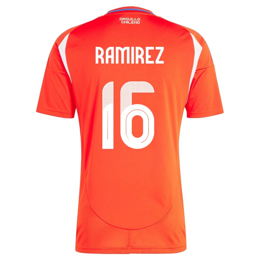 Kandiny Hombre Camiseta Chile Vicente Ramírez #16 Rojo 1ª Equipación 24-26 La Camisa Chile