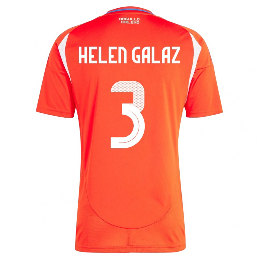 Kandiny Hombre Camiseta Chile Su Helen Galaz #3 Rojo 1ª Equipación 24-26 La Camisa Chile