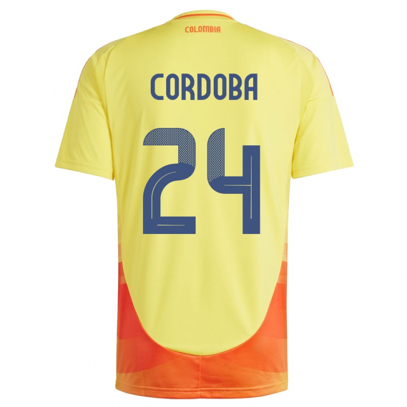 Kandiny Hombre Camiseta Colombia Jhon Córdoba #24 Amarillo 1ª Equipación 24-26 La Camisa Chile