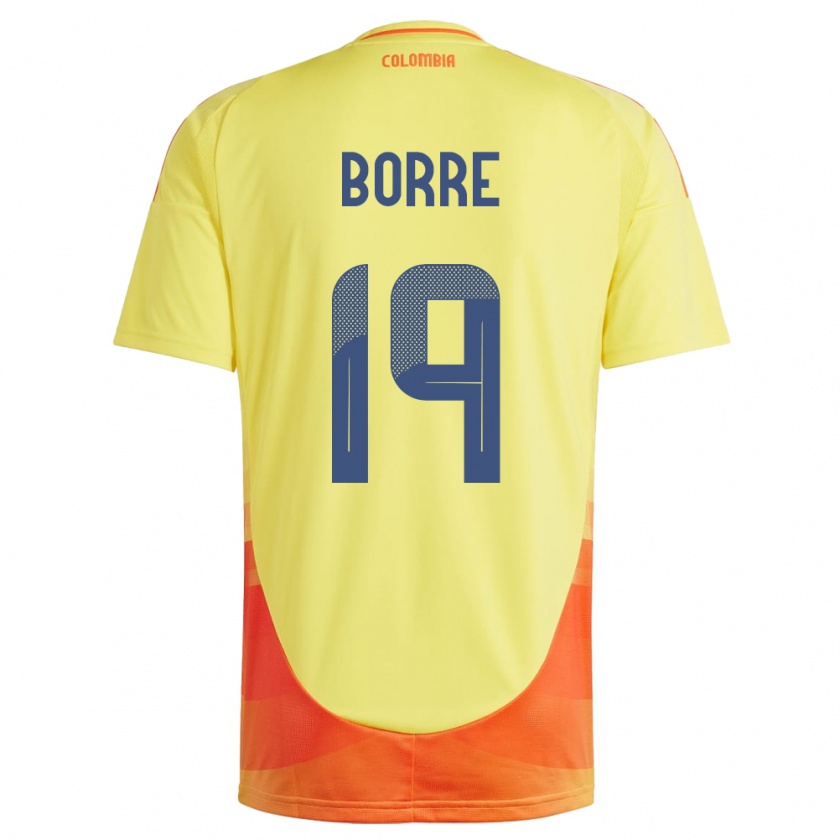 Kandiny Hombre Camiseta Colombia Rafael Borré #19 Amarillo 1ª Equipación 24-26 La Camisa Chile