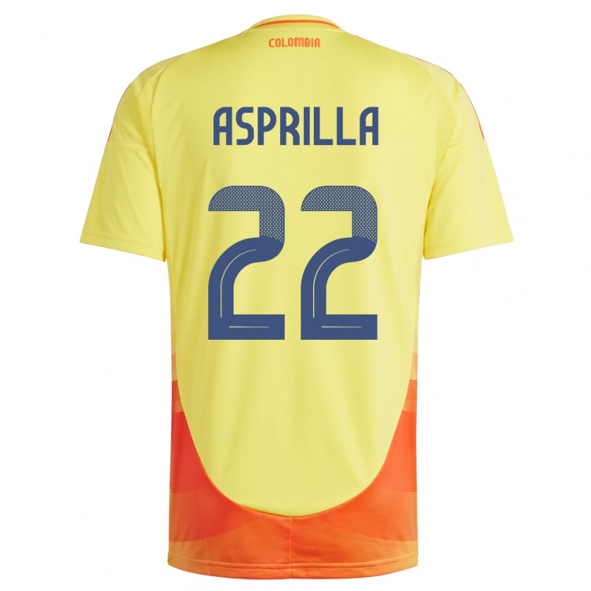 Kandiny Hombre Camiseta Colombia Yáser Asprilla #22 Amarillo 1ª Equipación 24-26 La Camisa Chile