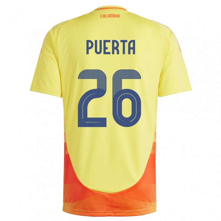 Kandiny Hombre Camiseta Colombia Gustavo Puerta #26 Amarillo 1ª Equipación 24-26 La Camisa Chile