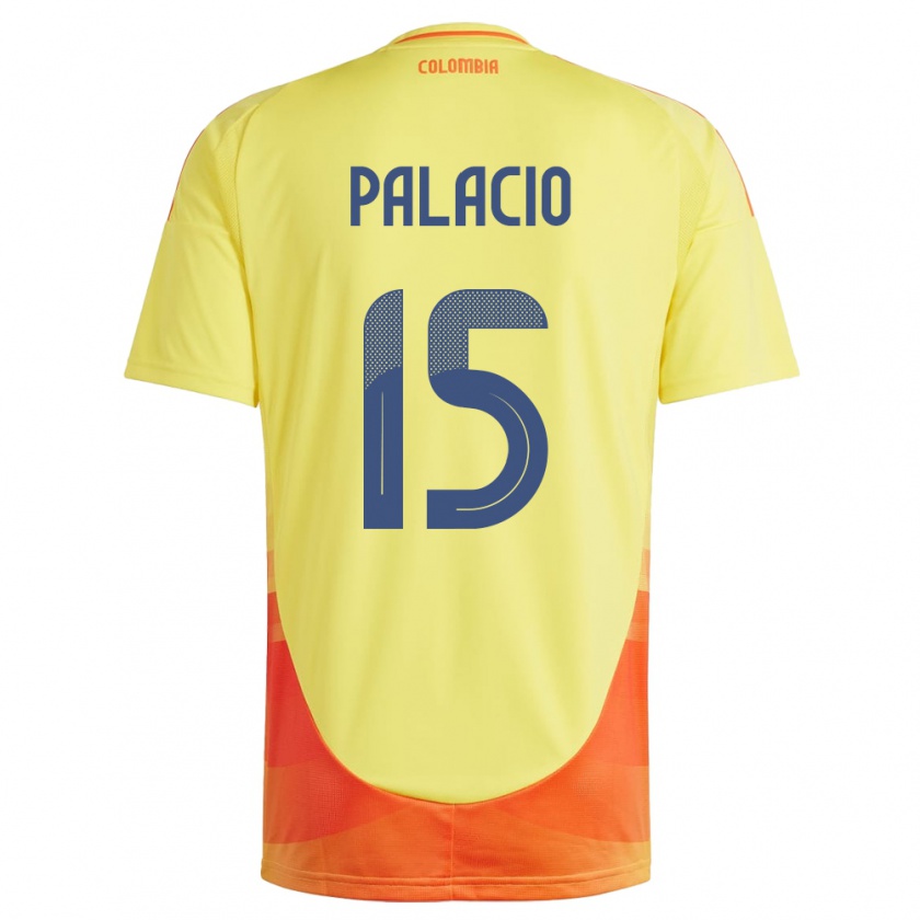 Kandiny Hombre Camiseta Colombia Nelson Palacio #15 Amarillo 1ª Equipación 24-26 La Camisa Chile