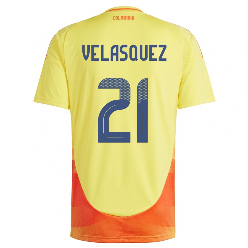 Kandiny Hombre Camiseta Colombia Samuel Velásquez #21 Amarillo 1ª Equipación 24-26 La Camisa Chile