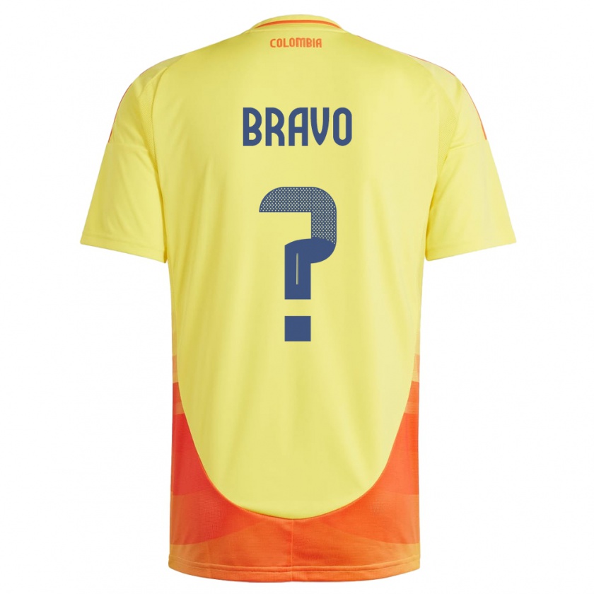 Kandiny Hombre Camiseta Colombia Pedro Bravo #0 Amarillo 1ª Equipación 24-26 La Camisa Chile