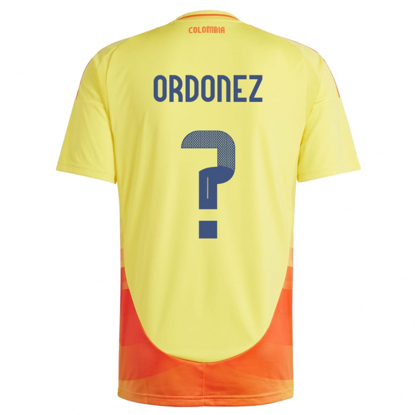 Kandiny Hombre Camiseta Colombia Willian Ordóñez #0 Amarillo 1ª Equipación 24-26 La Camisa Chile