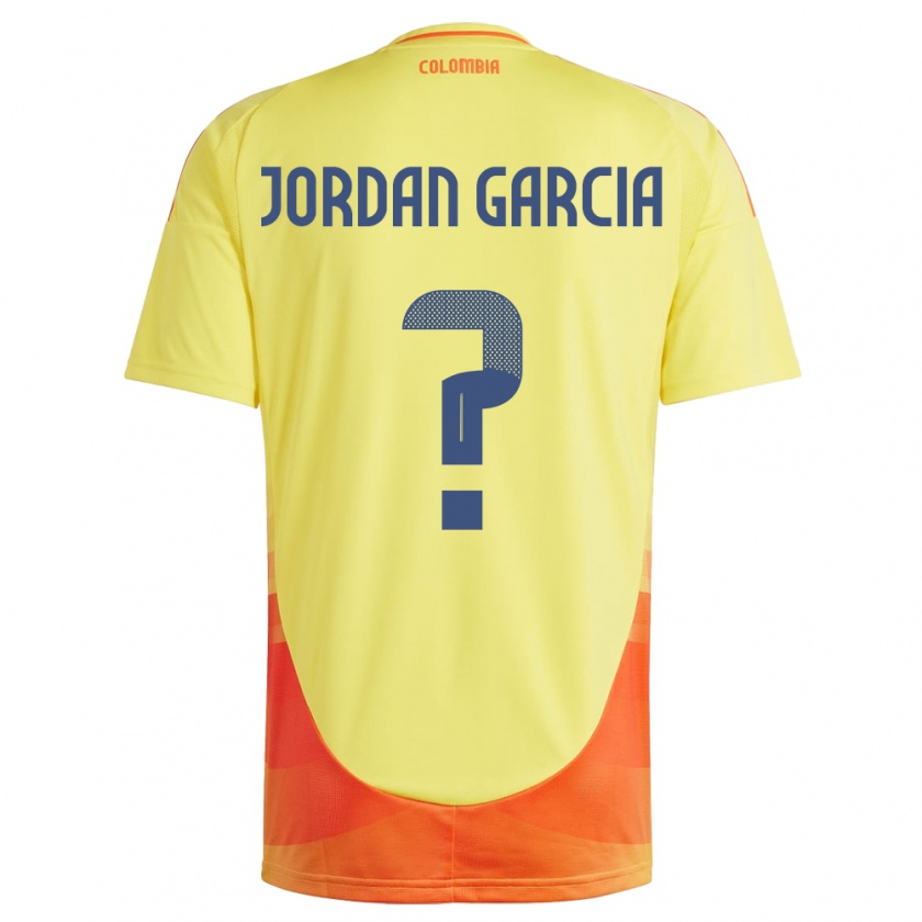 Kandiny Hombre Camiseta Colombia Jordan García #0 Amarillo 1ª Equipación 24-26 La Camisa Chile