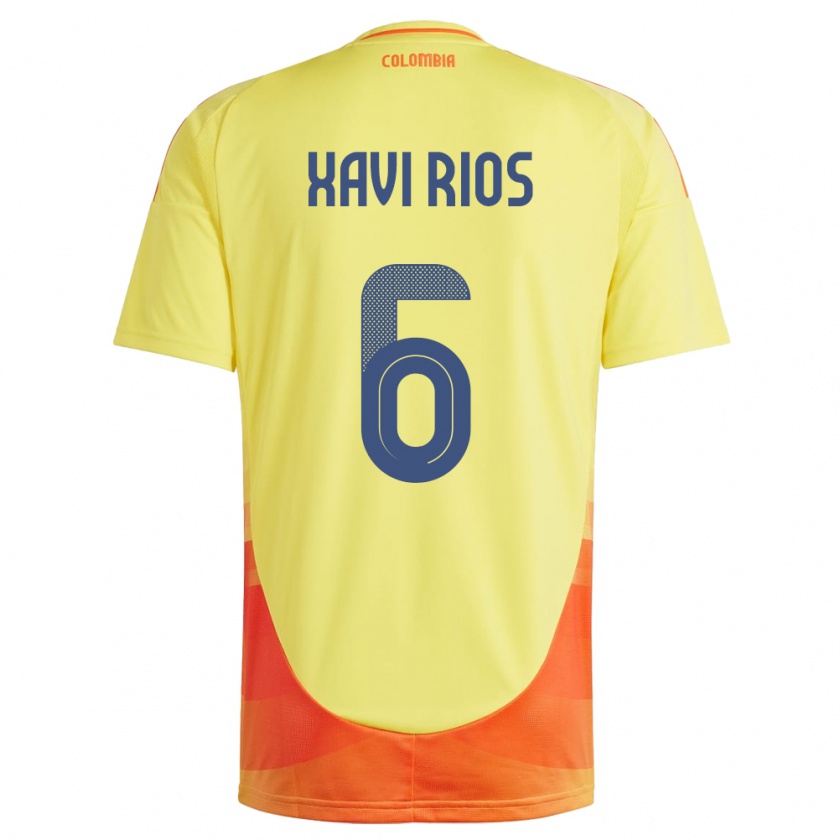 Kandiny Hombre Camiseta Colombia Xavi Ríos #6 Amarillo 1ª Equipación 24-26 La Camisa Chile