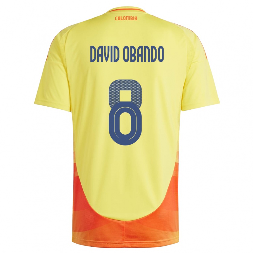 Kandiny Hombre Camiseta Colombia Juan David Obando #8 Amarillo 1ª Equipación 24-26 La Camisa Chile