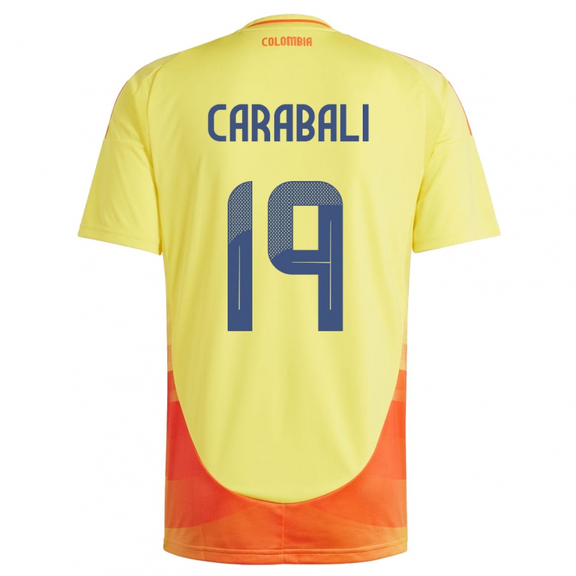 Kandiny Hombre Camiseta Colombia Jorelyn Carabalí #19 Amarillo 1ª Equipación 24-26 La Camisa Chile