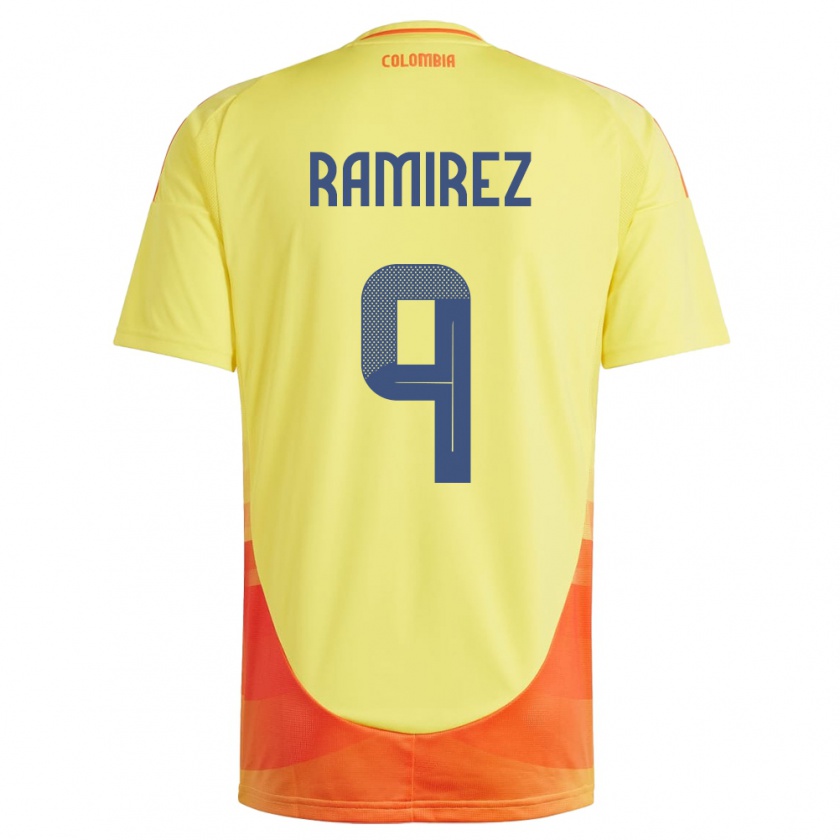 Kandiny Hombre Camiseta Colombia Mayra Ramírez #9 Amarillo 1ª Equipación 24-26 La Camisa Chile