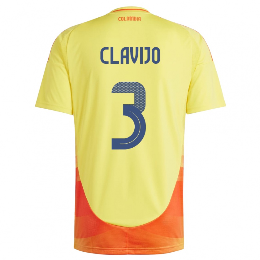 Kandiny Hombre Camiseta Colombia Ángela Clavijo #3 Amarillo 1ª Equipación 24-26 La Camisa Chile