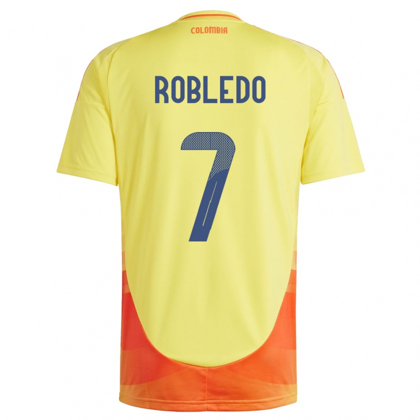 Kandiny Hombre Camiseta Colombia Gisela Robledo #7 Amarillo 1ª Equipación 24-26 La Camisa Chile