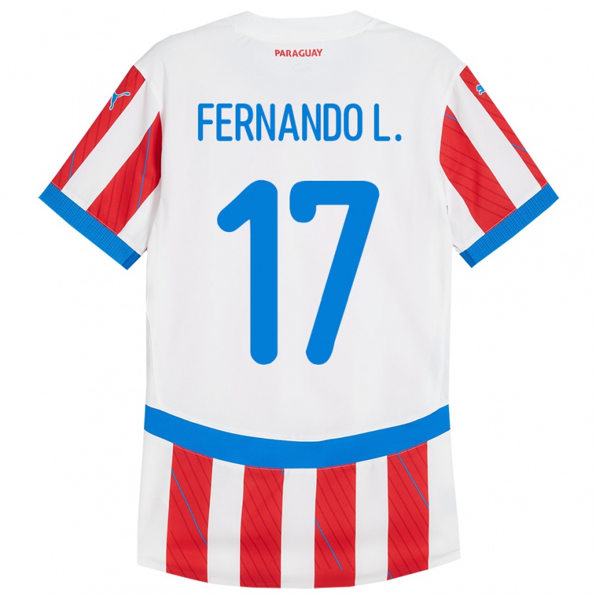 Kandiny Hombre Camiseta Paraguay Fernando Leguizamón #17 Blanco Rojo 1ª Equipación 24-26 La Camisa Chile