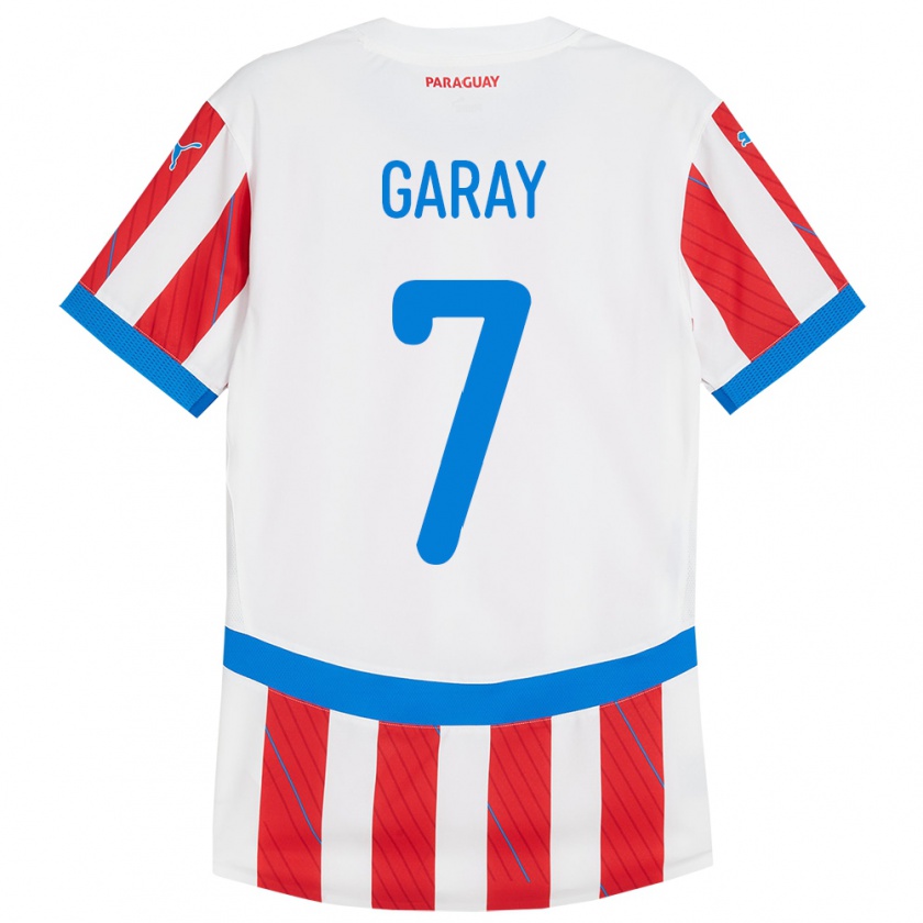 Kandiny Hombre Camiseta Paraguay Griselda Garay #7 Blanco Rojo 1ª Equipación 24-26 La Camisa Chile