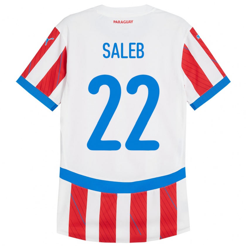 Kandiny Hombre Camiseta Paraguay Gloria Saleb #22 Blanco Rojo 1ª Equipación 24-26 La Camisa Chile