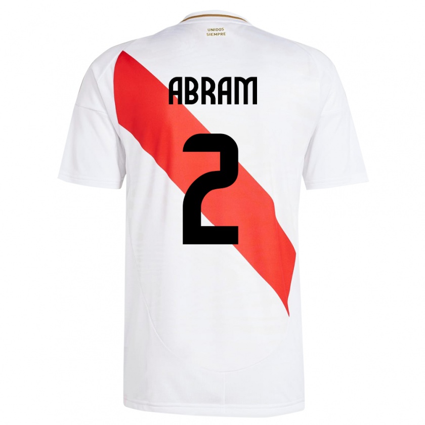 Kandiny Hombre Camiseta Perú Luis Abram #2 Blanco 1ª Equipación 24-26 La Camisa Chile