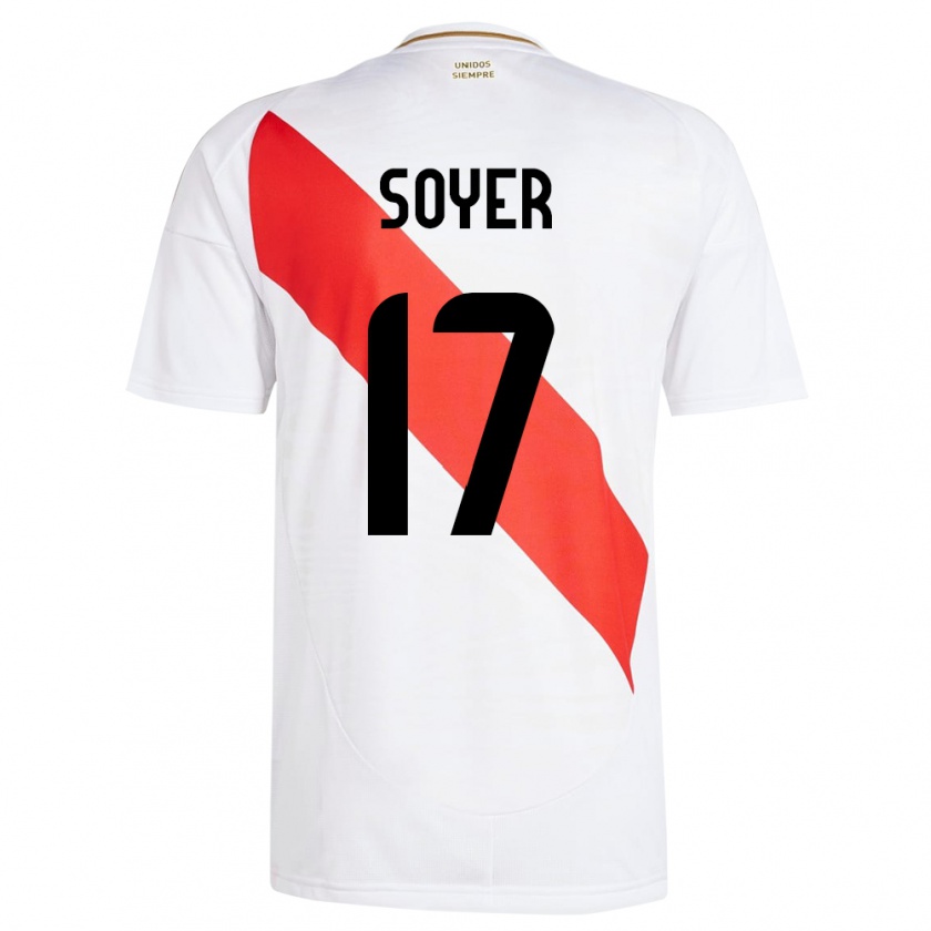 Kandiny Hombre Camiseta Perú Bassco Soyer #17 Blanco 1ª Equipación 24-26 La Camisa Chile