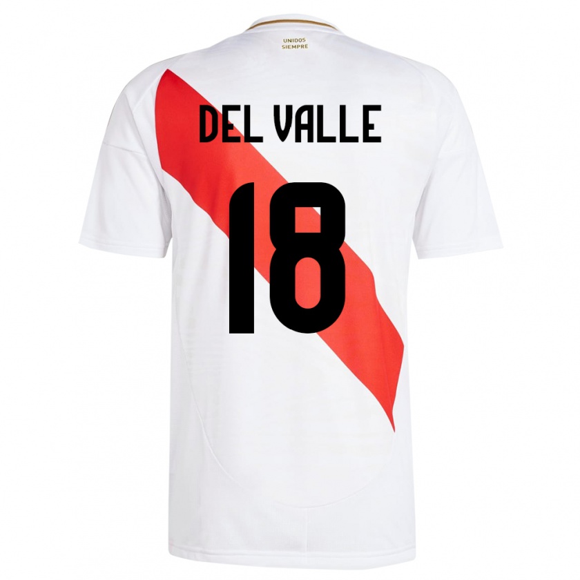 Kandiny Hombre Camiseta Perú Yamir Del Valle #18 Blanco 1ª Equipación 24-26 La Camisa Chile