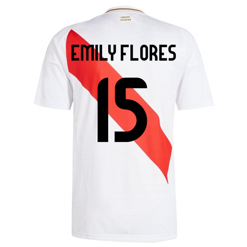 Kandiny Hombre Camiseta Perú Emily Flores #15 Blanco 1ª Equipación 24-26 La Camisa Chile