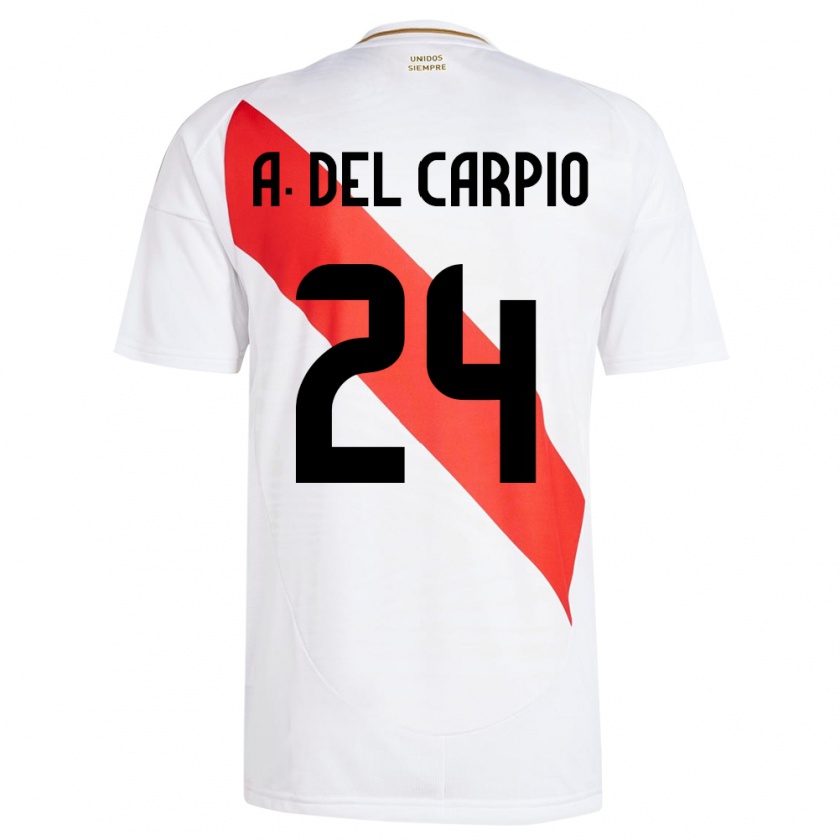 Kandiny Hombre Camiseta Perú Annie Del Carpio #24 Blanco 1ª Equipación 24-26 La Camisa Chile