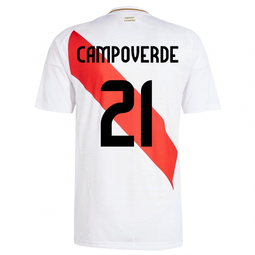 Kandiny Hombre Camiseta Perú Luz Campoverde #21 Blanco 1ª Equipación 24-26 La Camisa Chile