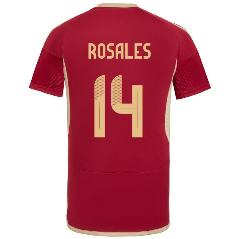 Kandiny Hombre Camiseta Venezuela Roberto Rosales #14 Borgoña 1ª Equipación 24-26 La Camisa Chile