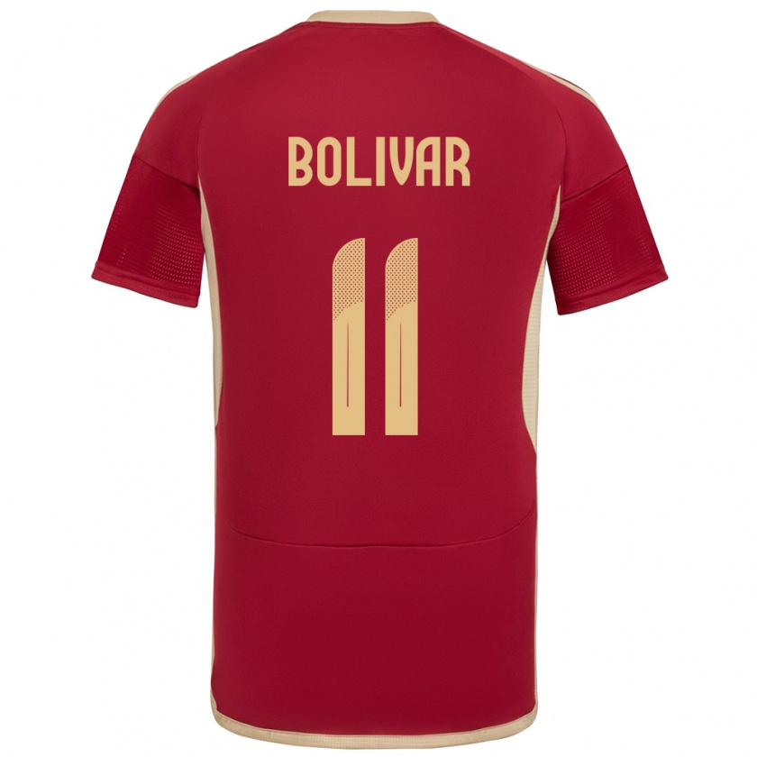 Kandiny Hombre Camiseta Venezuela Jovanny Bolívar #11 Borgoña 1ª Equipación 24-26 La Camisa Chile