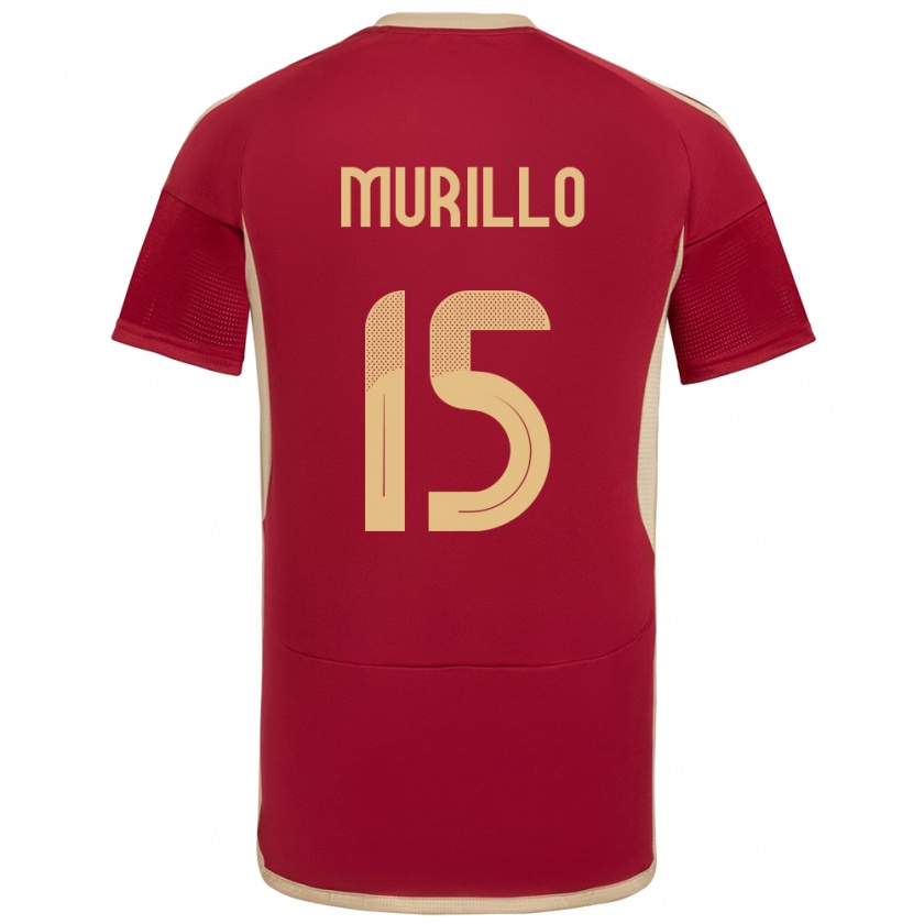 Kandiny Hombre Camiseta Venezuela Jhon Murillo #15 Borgoña 1ª Equipación 24-26 La Camisa Chile