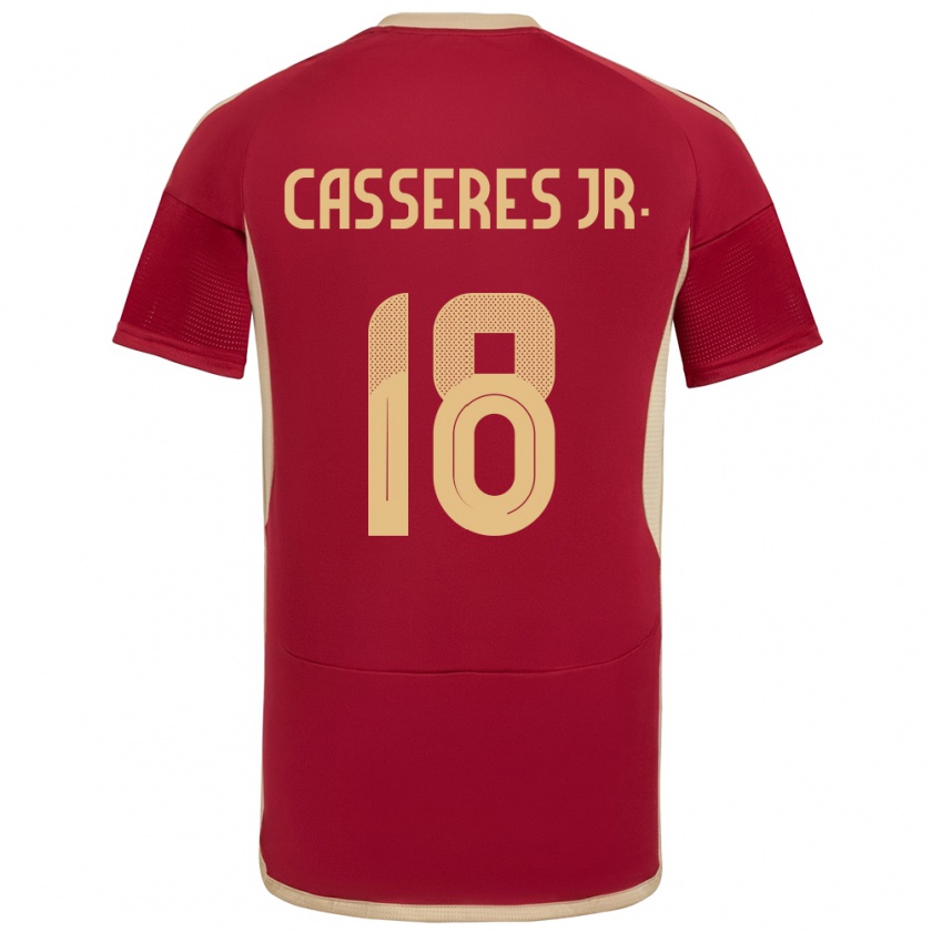 Kandiny Hombre Camiseta Venezuela Cristian Cásseres Jr. #18 Borgoña 1ª Equipación 24-26 La Camisa Chile