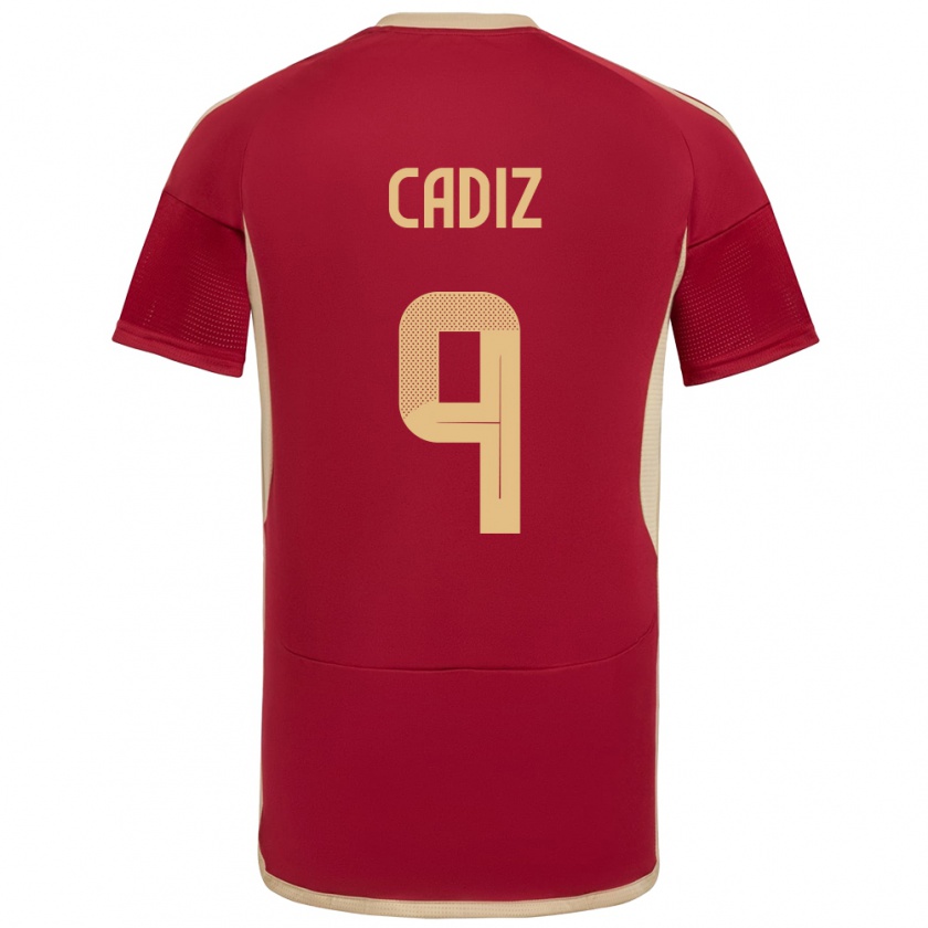 Kandiny Hombre Camiseta Venezuela Jhonder Cádiz #9 Borgoña 1ª Equipación 24-26 La Camisa Chile