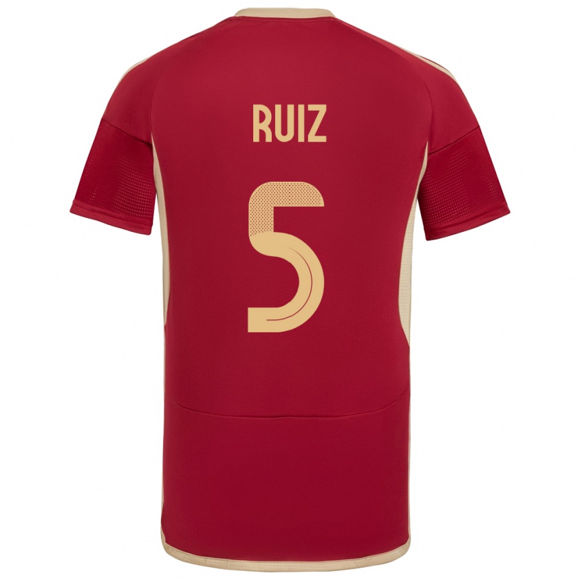 Kandiny Hombre Camiseta Venezuela Emerson Ruíz #5 Borgoña 1ª Equipación 24-26 La Camisa Chile