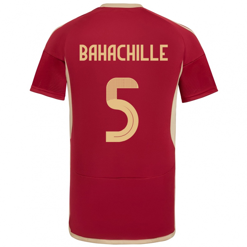 Kandiny Hombre Camiseta Venezuela Abraham Bahachille #5 Borgoña 1ª Equipación 24-26 La Camisa Chile