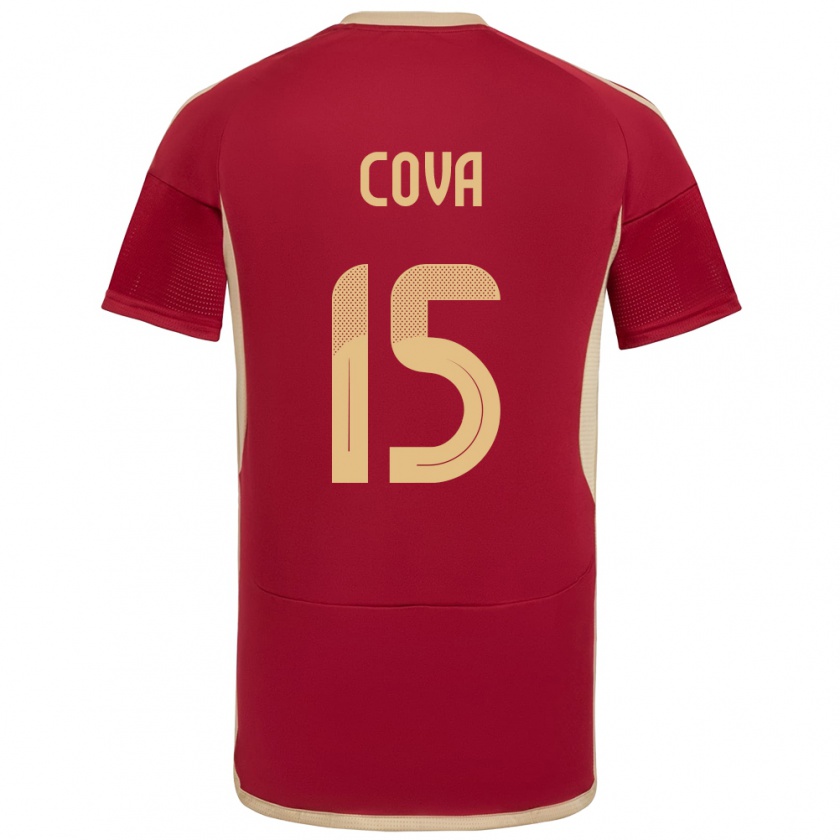 Kandiny Hombre Camiseta Venezuela Adrián Cova #15 Borgoña 1ª Equipación 24-26 La Camisa Chile