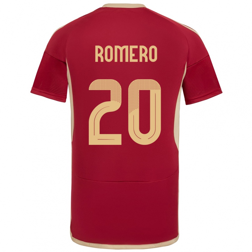 Kandiny Hombre Camiseta Venezuela Andrés Romero #20 Borgoña 1ª Equipación 24-26 La Camisa Chile