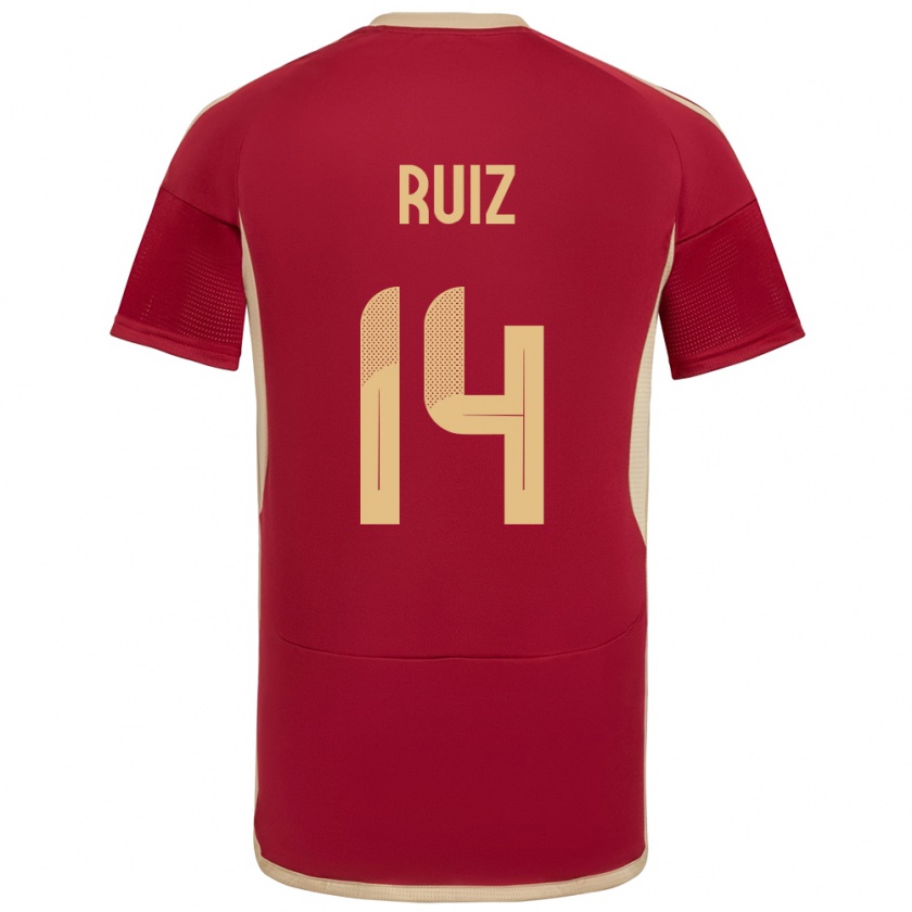 Kandiny Hombre Camiseta Venezuela Maicol Ruiz #14 Borgoña 1ª Equipación 24-26 La Camisa Chile