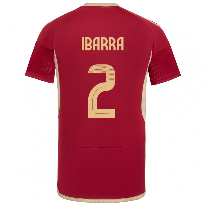 Kandiny Hombre Camiseta Venezuela Pablo Ibarra #2 Borgoña 1ª Equipación 24-26 La Camisa Chile